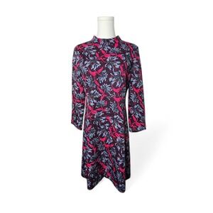 Rebecca Taylor Mystic 3/4‎ Sleeve Mockneck Dress Floral Size 8